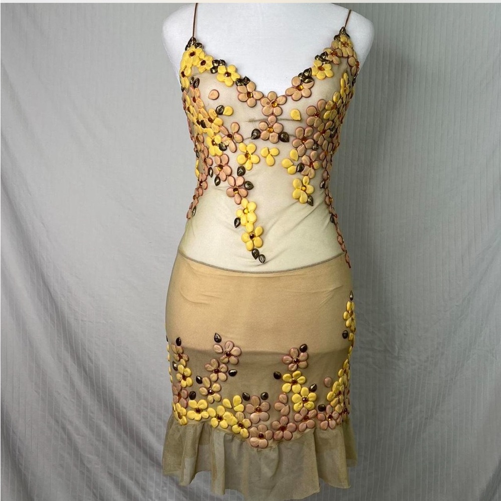 Vintage Ema Savahl Couture flower mesh dress